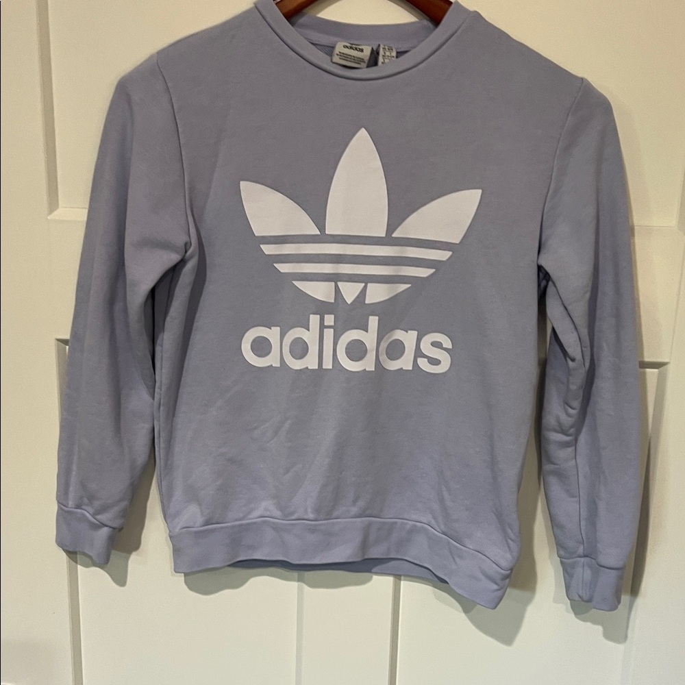 Adidas Lavender Crewneck Sweatshirt with White Trefoil Sz M